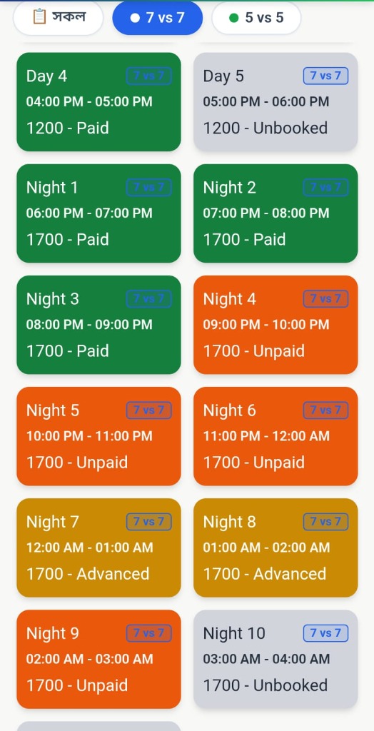 TurfMate Booking Grid Preview